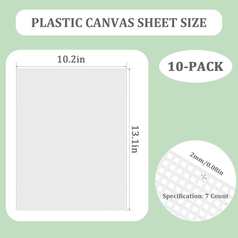 APOCHON 10 Pieces 7 Count Plastic Canvas Sheets 10.2 x 13 Inch Plastic Mesh Canvas Sheet, Plastic Grid Sheet for Garden, Eye Mesh for Embroidery, Knit Crochet Projects, DIY Handicraft and Make Dividers - Image 2